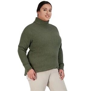 Eddie Bauer Myriad Funnelneck Thermal Top Long Sleeve Heather Green Size 1X